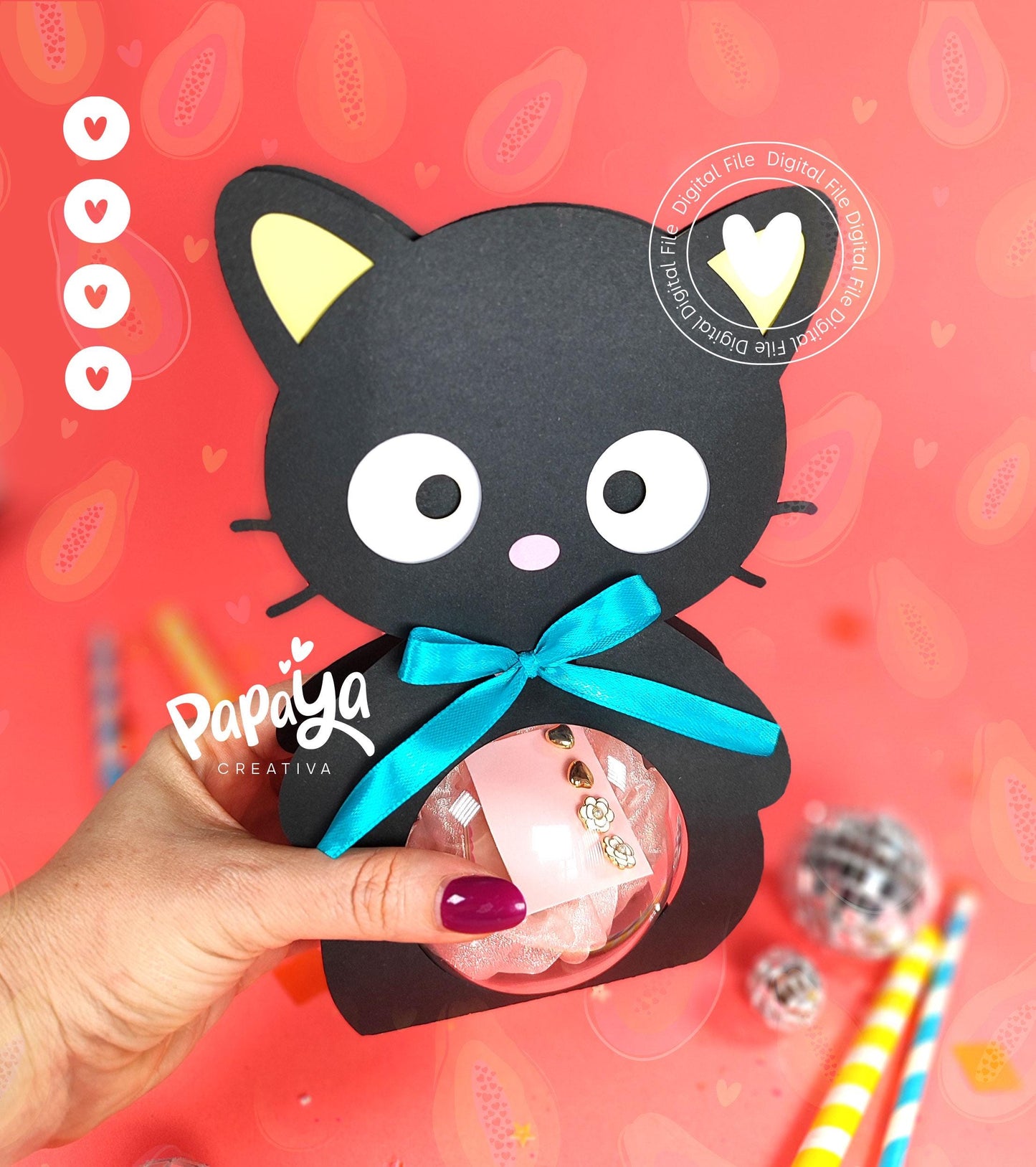 Cat DIGITAL FILE Ornament Holder * Ball size 8cm*