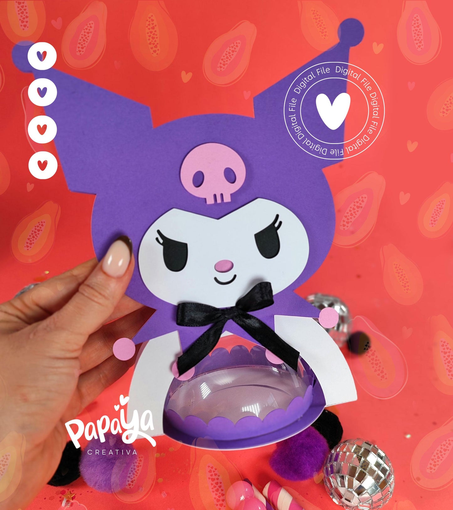 Jester Bunny DIGITAL FILE Candy Holder *Easy open/close system* (Dome 8cm)