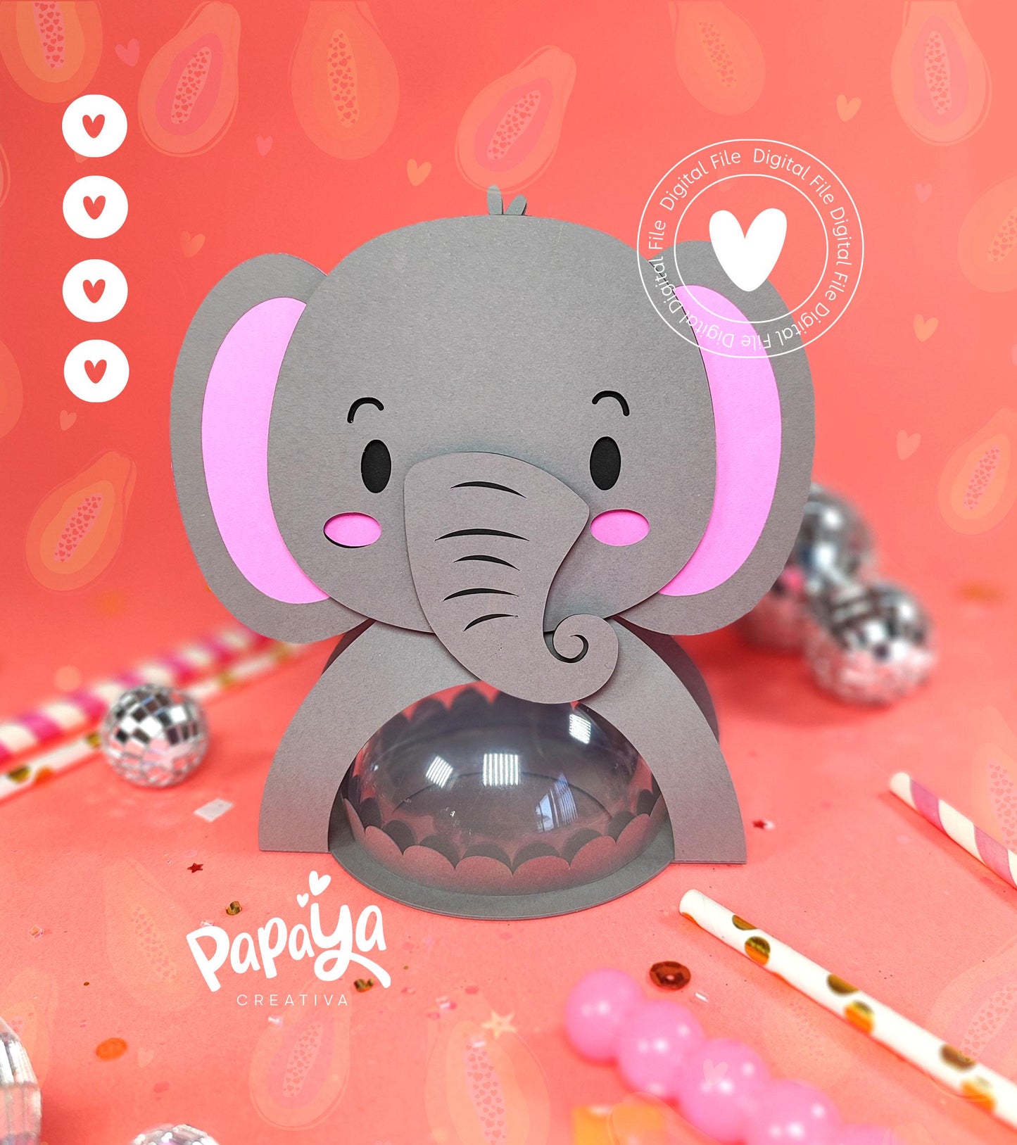Elephants Set DIGITAL FILES Candy Holder /Dome size 8cm/ open and close system