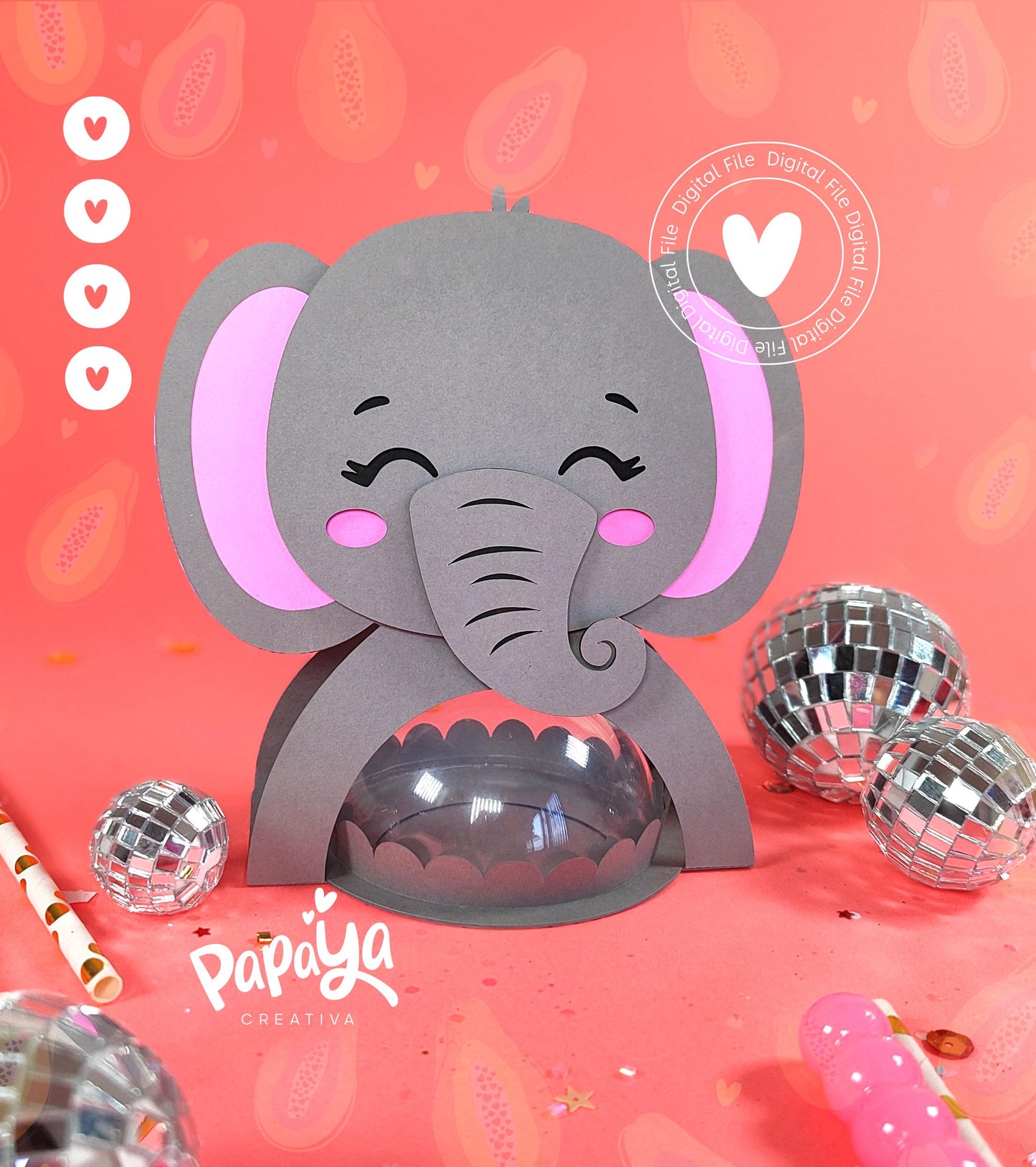 Elephants Set DIGITAL FILES Candy Holder /Dome size 8cm/ open and close system