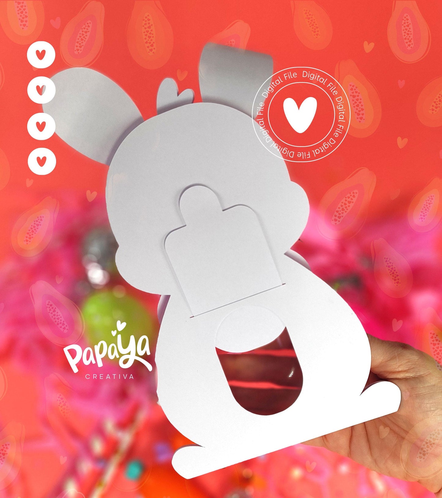 Love Bunny DIGITAL FILE Candy Holder / Dome size 8cm/ open and close system