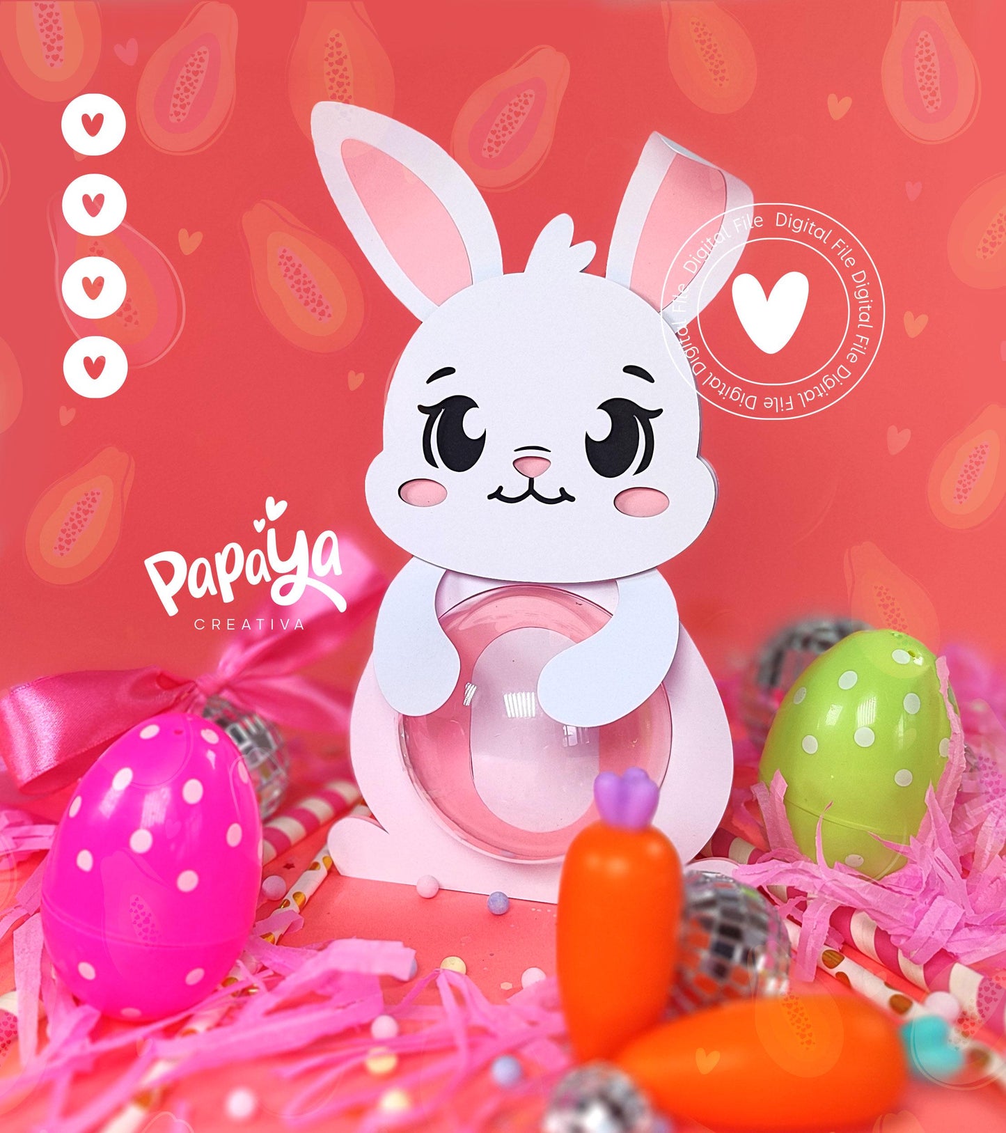 Love Bunny DIGITAL FILE Candy Holder / Dome size 8cm/ open and close system