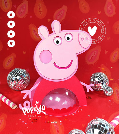 Pig DIGITAL FILE Candy Holder *Easy open/close system* (Dome 8cm)