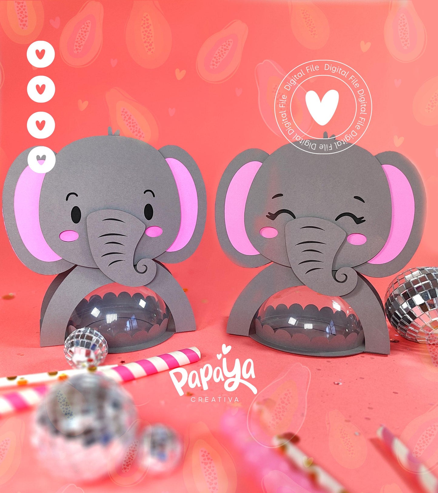 Elephants Set DIGITAL FILES Candy Holder /Dome size 8cm/ open and close system