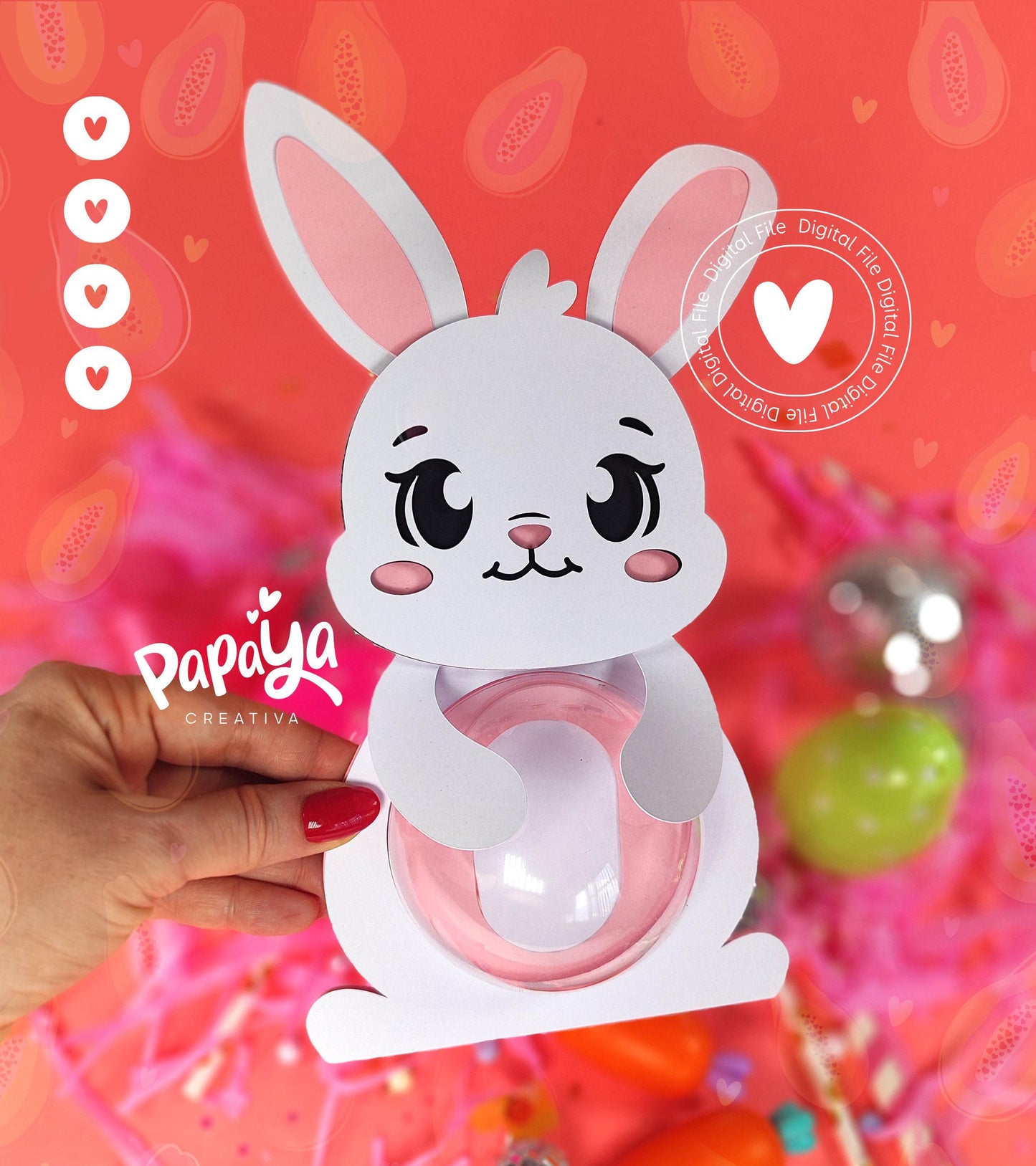 Love Bunny DIGITAL FILE Candy Holder / Dome size 8cm/ open and close system