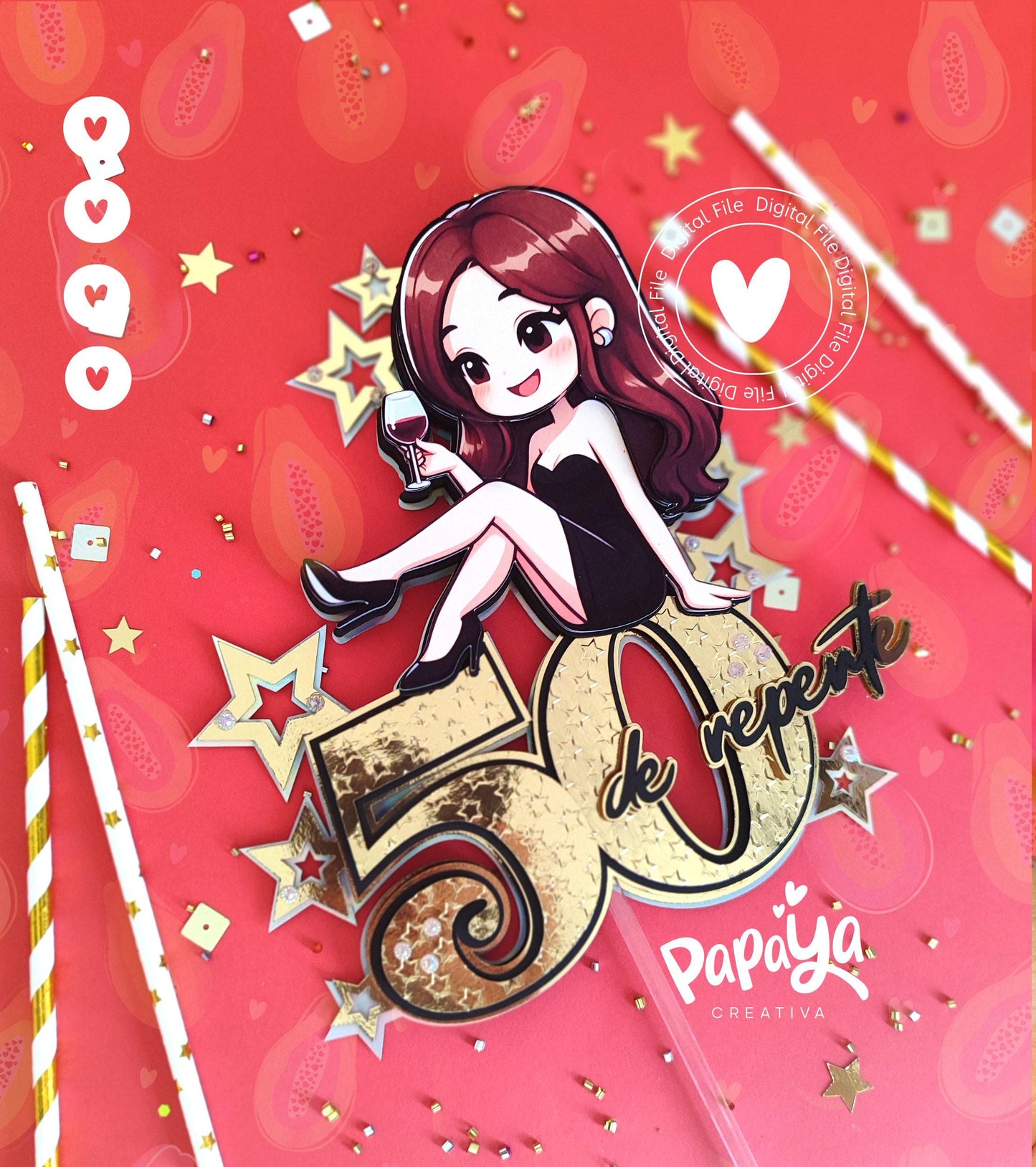 50th Birthday Girl DIGITAL FILE Cake Topper