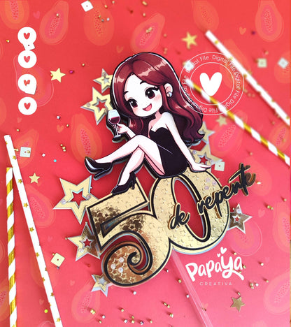 50th Birthday Girl DIGITAL FILE Cake Topper