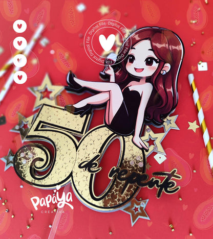 50th Birthday Girl DIGITAL FILE Cake Topper