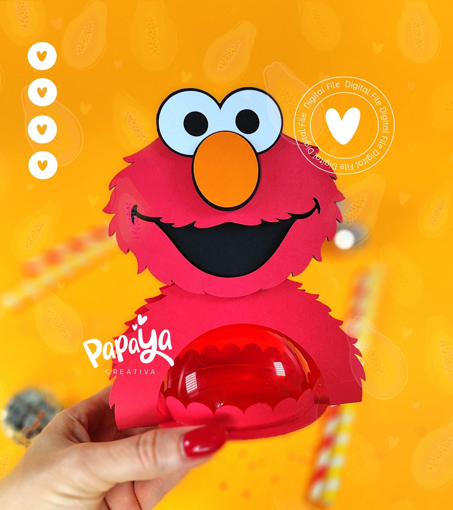 Red Monster DIGITAL FILE Candy Holder "Dome size 8cm"
