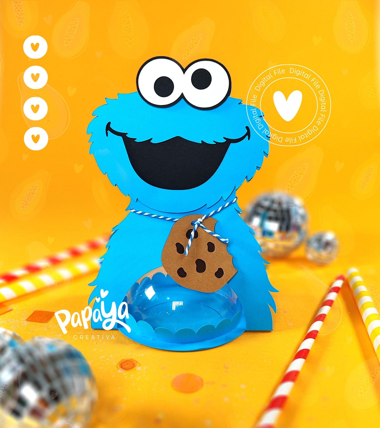 Blue Monster DIGITAL FILE Candy Holder *Easy open/close system* (Dome 8cm)