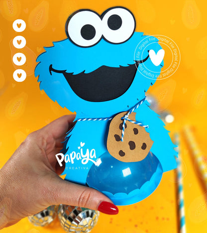 Blue Monster DIGITAL FILE Candy Holder *Easy open/close system* (Dome 8cm)