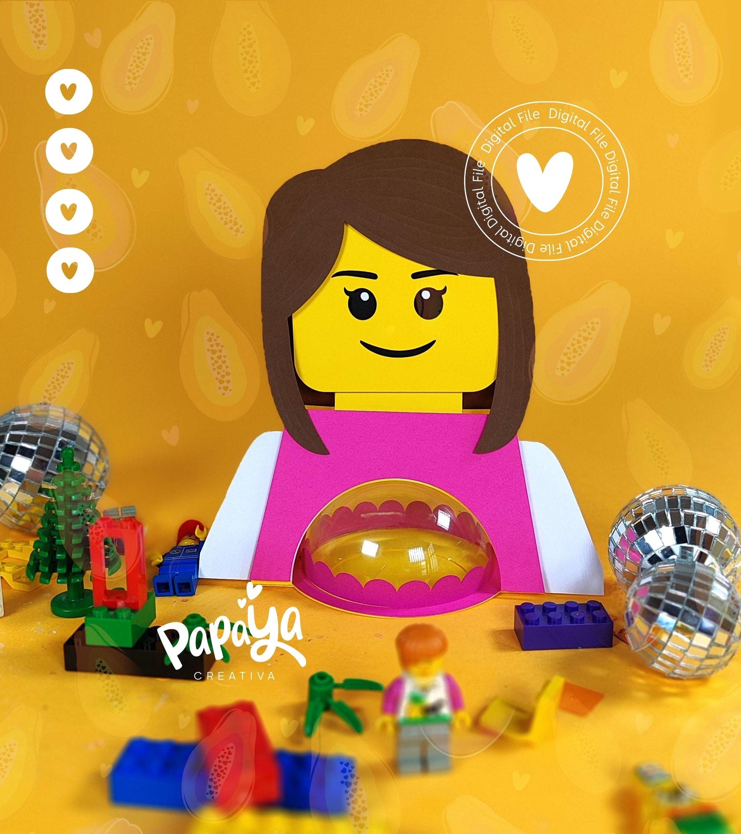 Brick Figure Set DIGITAL FILES Candy Holder *Easy open/close system* (Dome 8cm)
