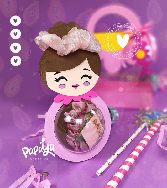 Pretty Girl DIGITAL FILE Candy Holder / dome size 8cm/ open and close system