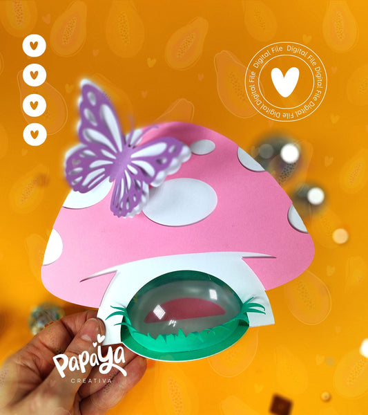 Cute Mushroom DIGITAL FILE Candy Holder / dome size 8cm/ open and close system