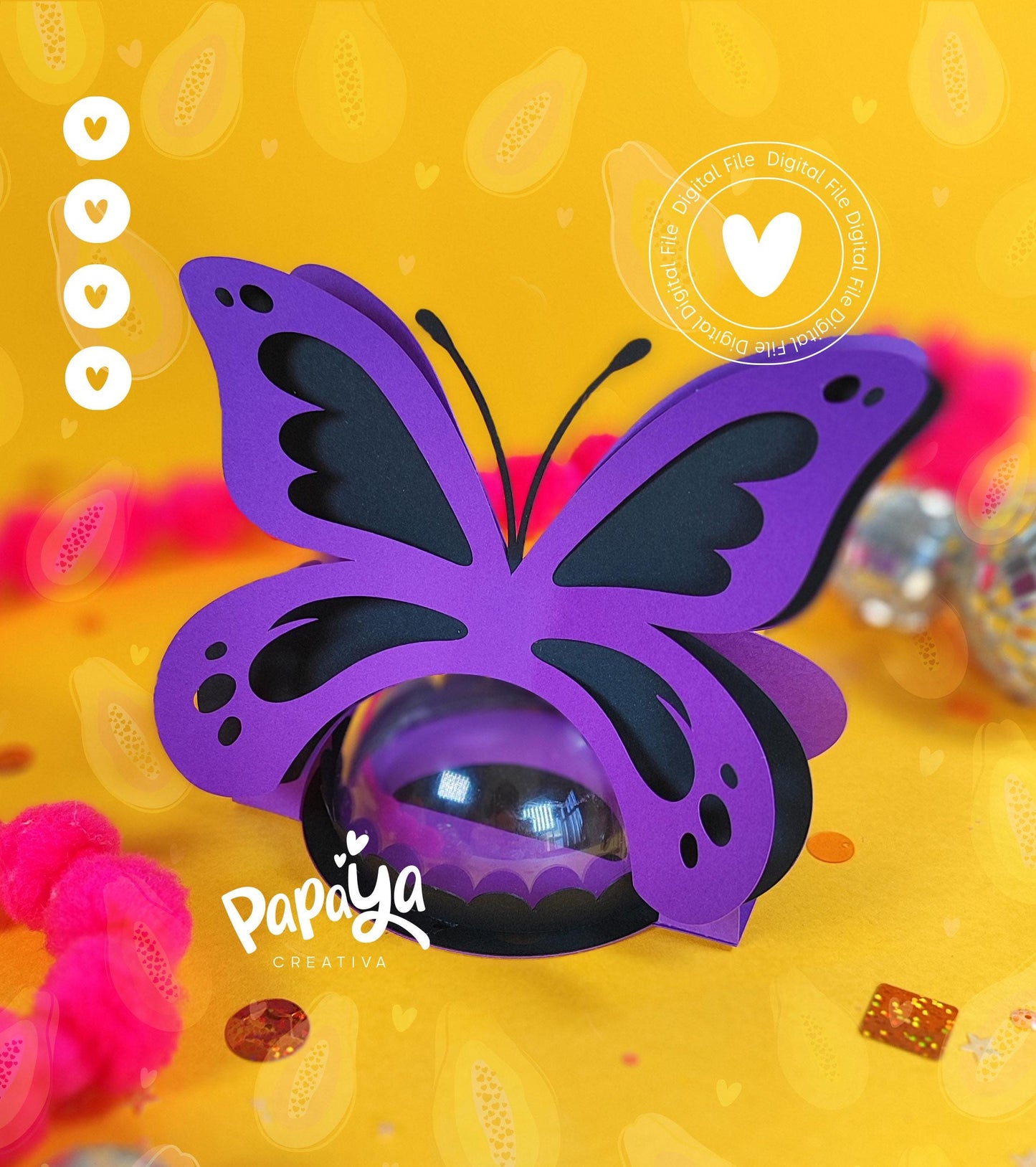 Butterfly DIGITAL FILE Candy Holder / dome size 8cm/ open and close system