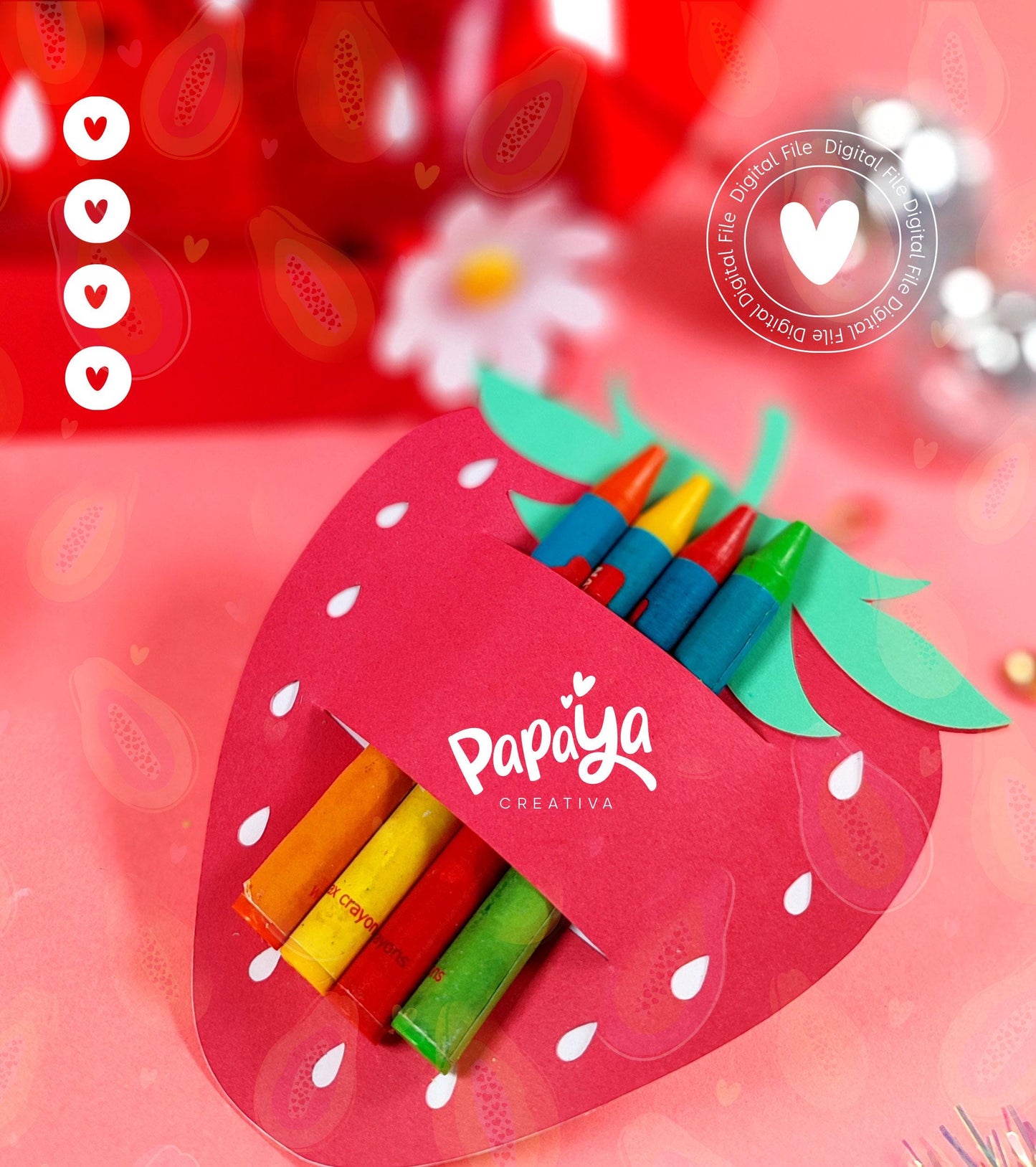 Strawberry Bag & strawberry crayons holder (DIGITAL FILE)