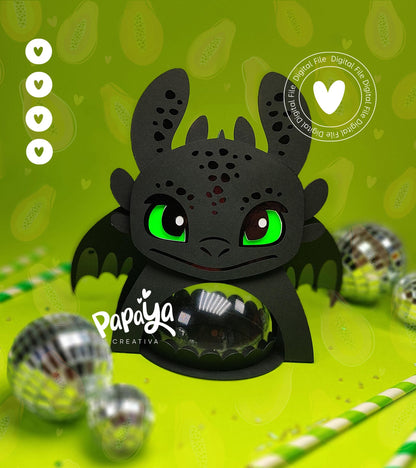 Adorable Black Dragon DIGITAL FILE Candy Holder / Dome Size 8cm*/ Open and close system