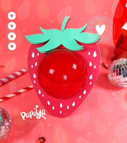 Strawberry DIGITAL FILE Candy Holder Dome size 8cm/ open and close system