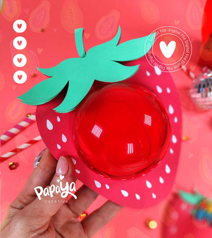 Strawberry DIGITAL FILE Candy Holder Dome size 8cm/ open and close system