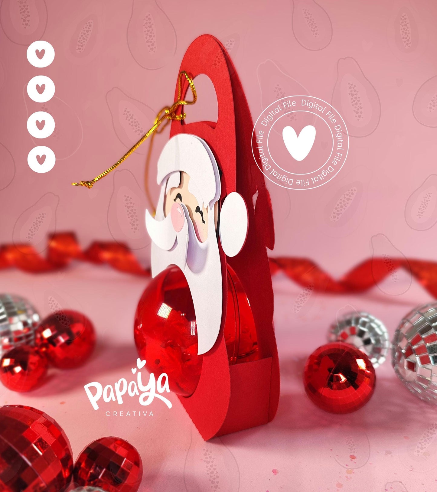Santa Claus Ornament Holder (Digital File) SVG/ STUDIO Format / ball size 8cm