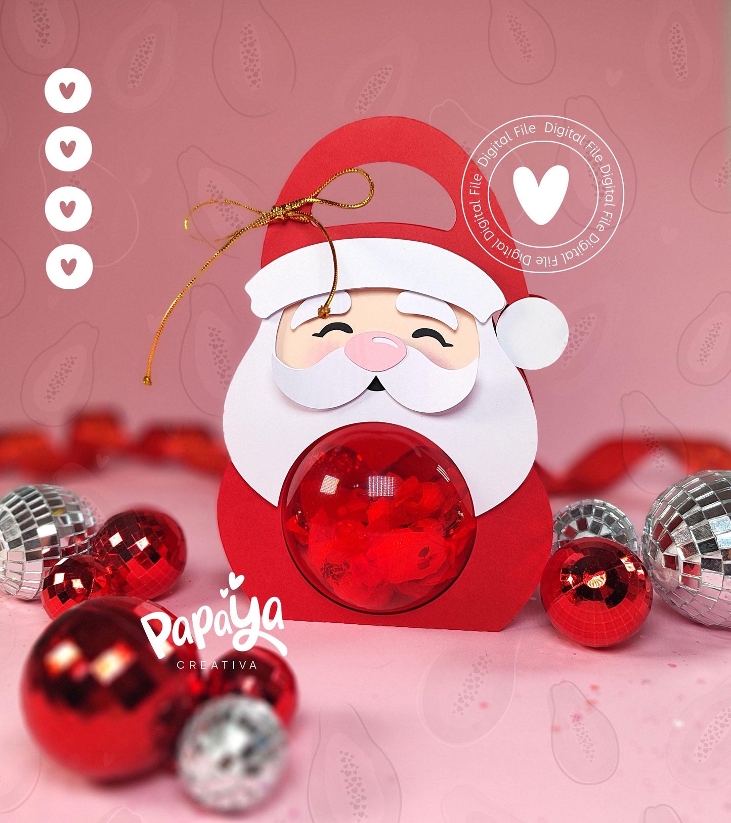 Santa Claus Ornament Holder (Digital File) SVG/ STUDIO Format / ball size 8cm