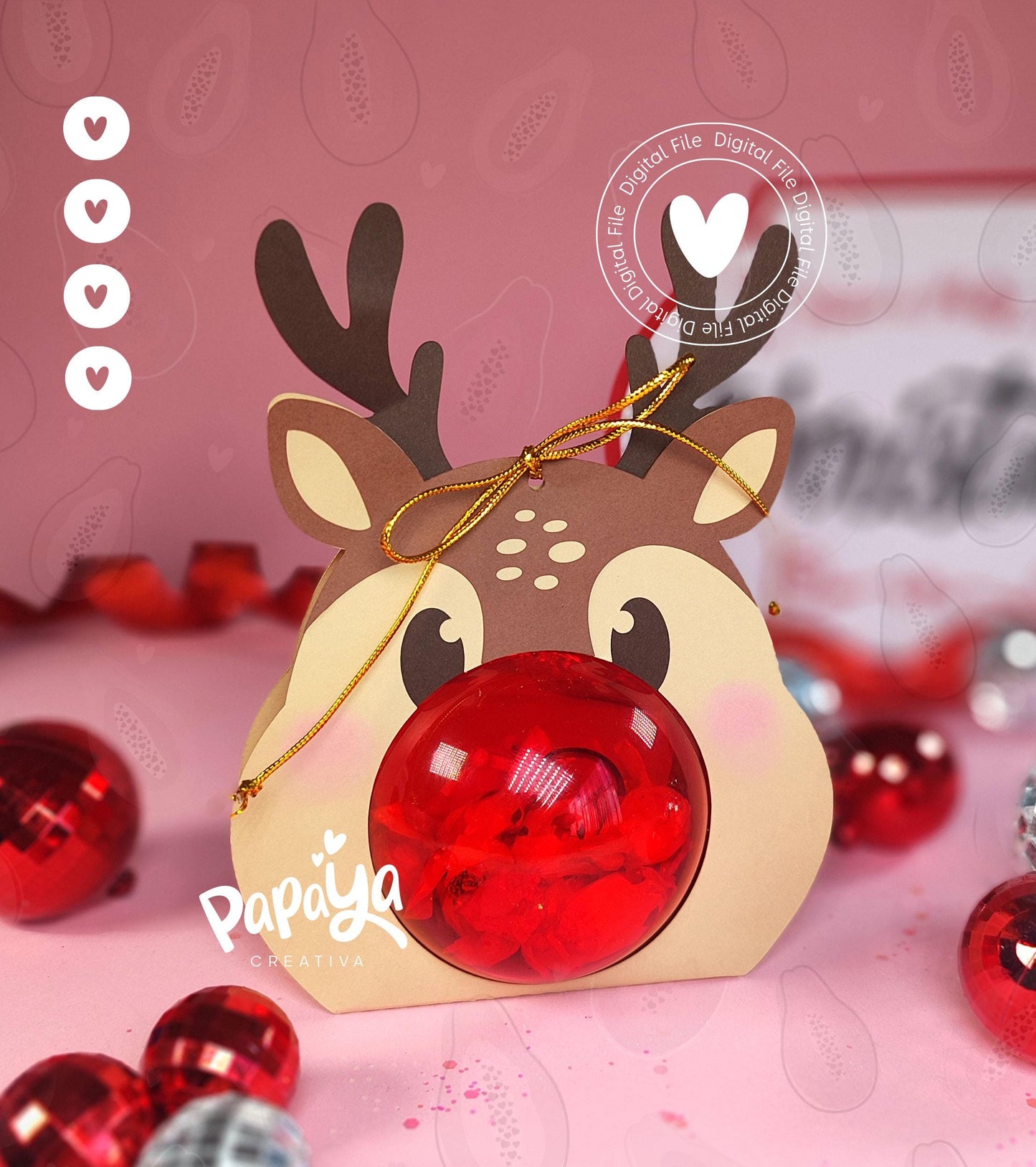 Rudolf Red Ornament Holder (Digital File) SVG/ STUDIO Format/ Ball size 8cm