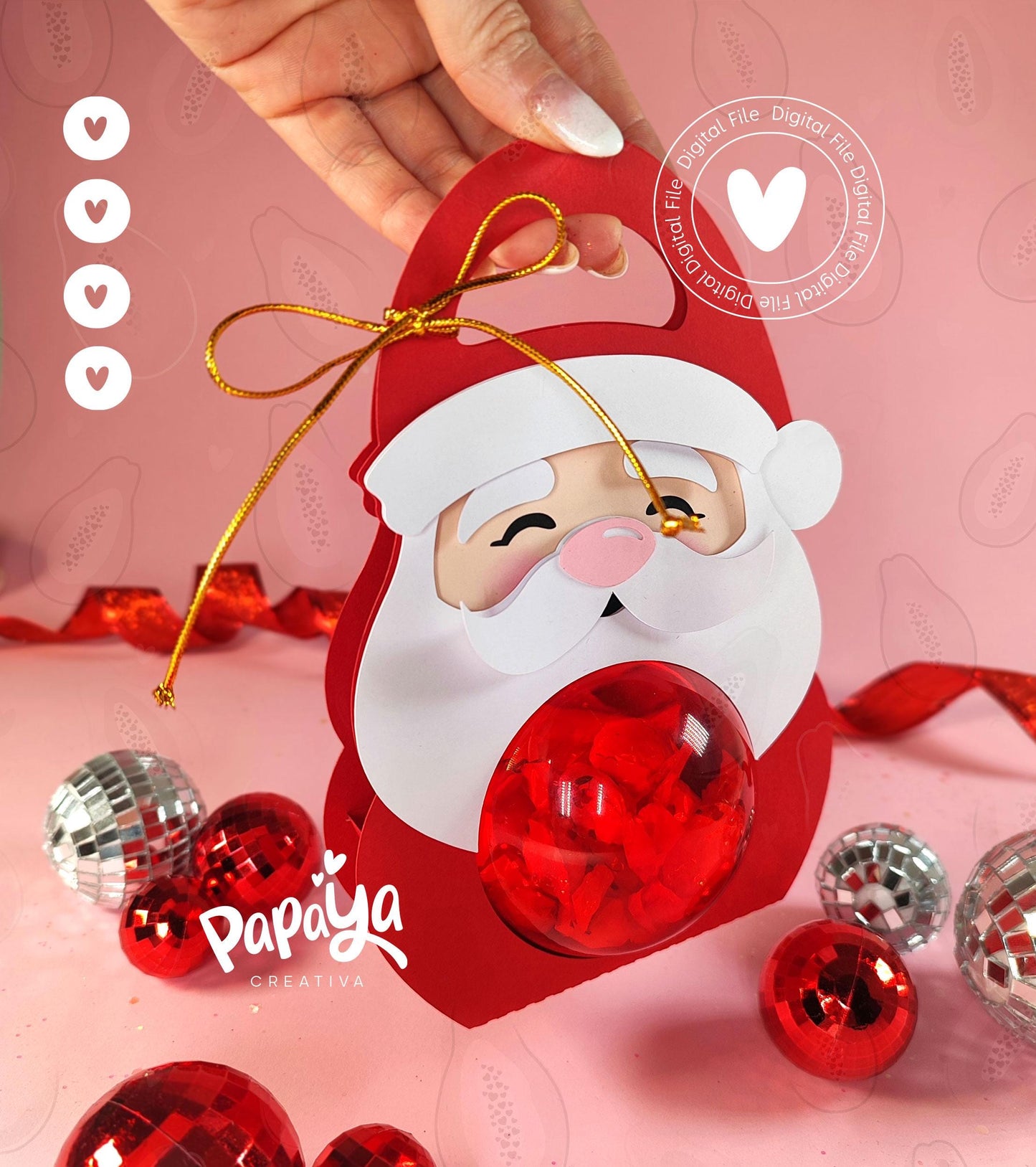 Santa Claus Ornament Holder (Digital File) SVG/ STUDIO Format / ball size 8cm
