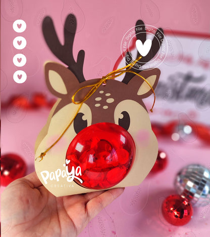 Rudolf Red Ornament Holder (Digital File) SVG/ STUDIO Format/ Ball size 8cm