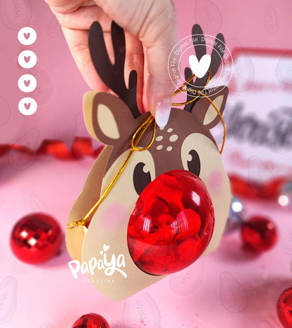 Rudolf Red Ornament Holder (Digital File) SVG/ STUDIO Format/ Ball size 8cm