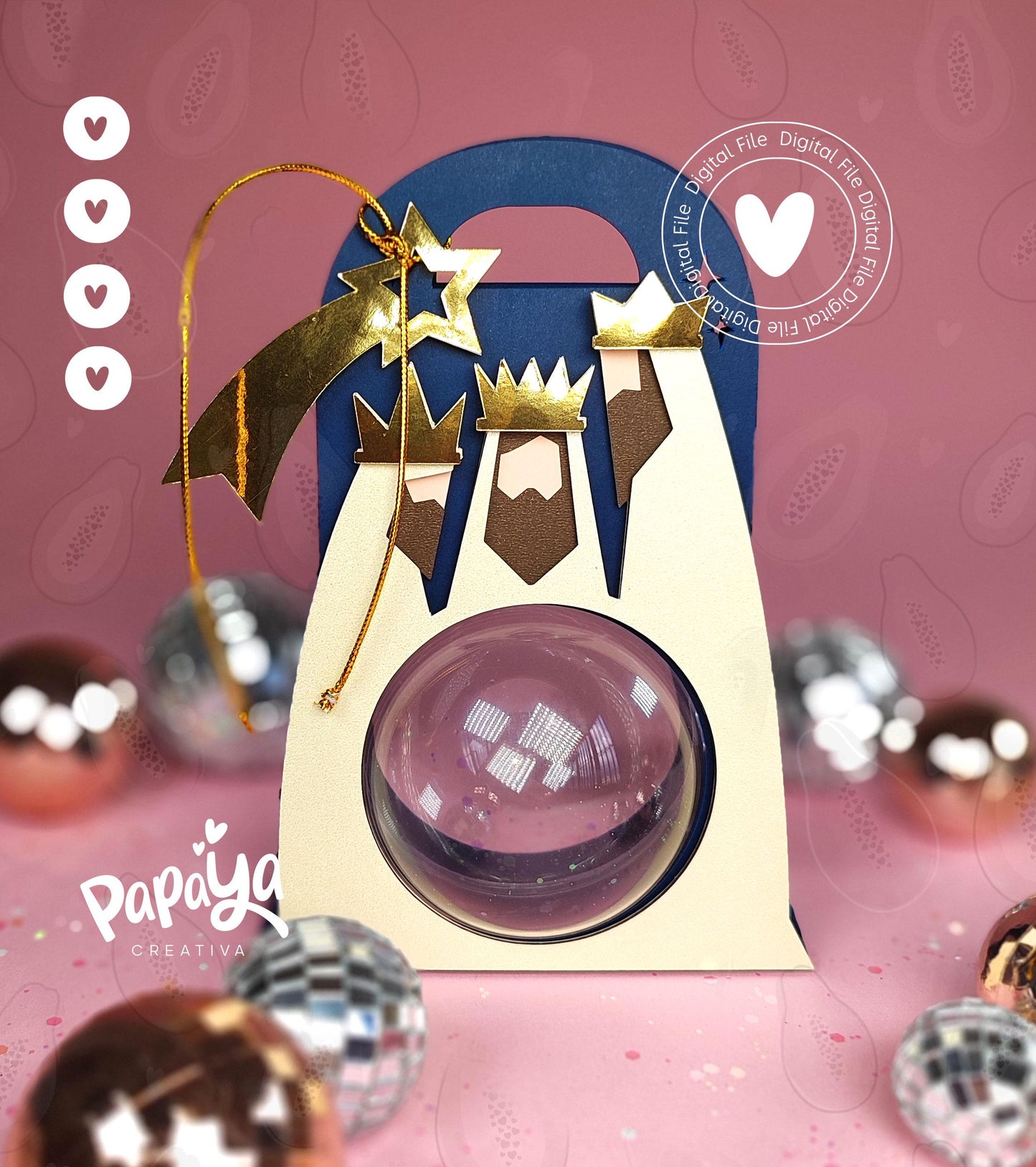 Three Wise Men Ornament Holder (Digital File) SVG/ STUDIO Format / ball size 8cm