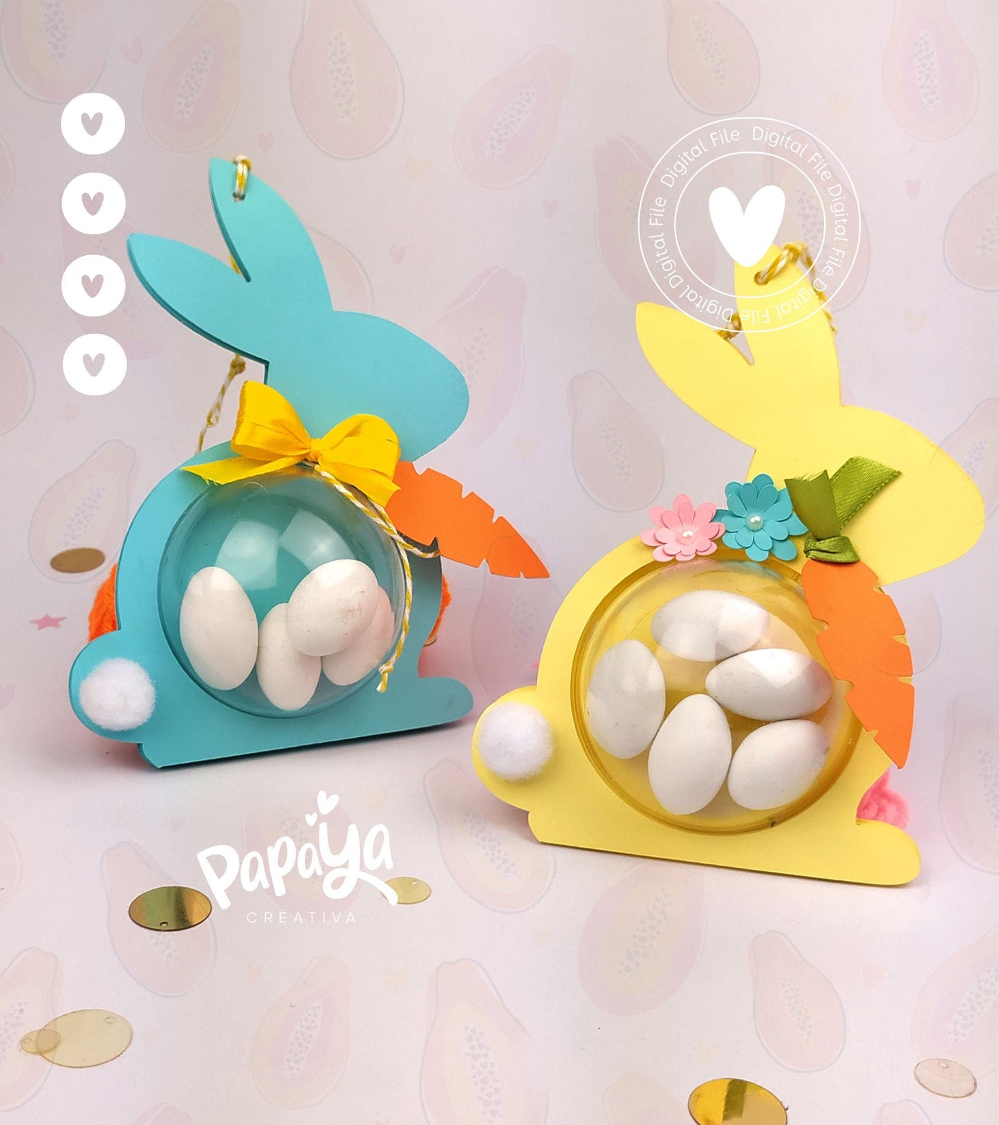 Simple Rabbit Candy holder DIGITAL FILE svg & studio Files (Dome size 6cm 8cm)