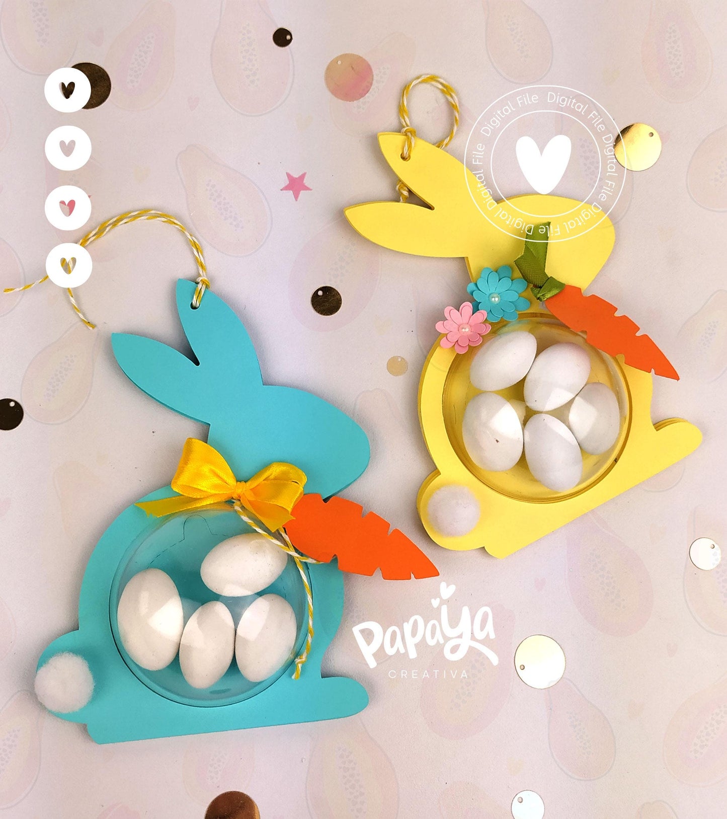 Simple Rabbit Candy holder DIGITAL FILE svg & studio Files (Dome size 6cm 8cm)