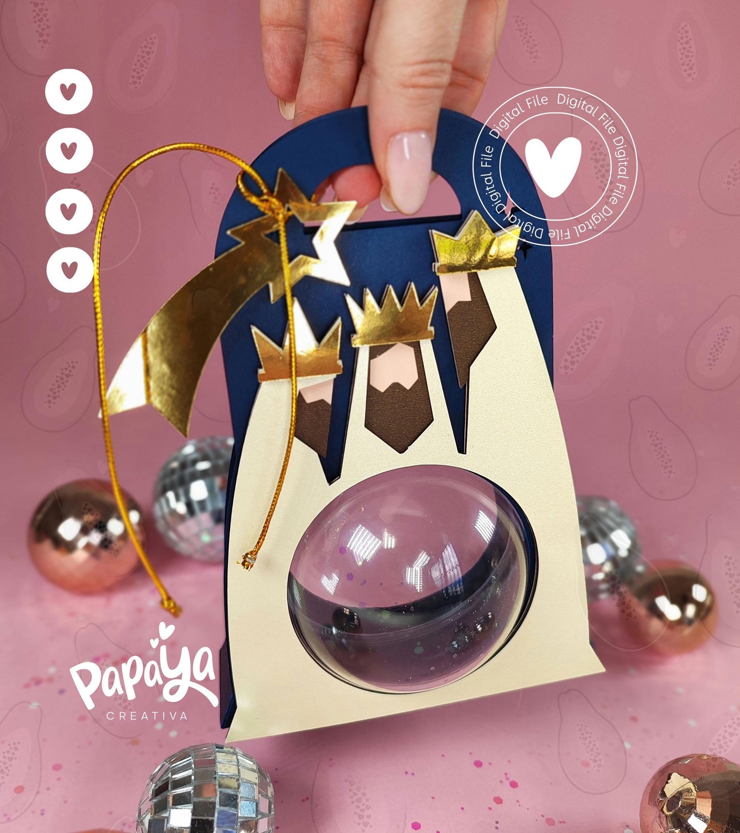 Three Wise Men Ornament Holder (Digital File) SVG/ STUDIO Format / ball size 8cm