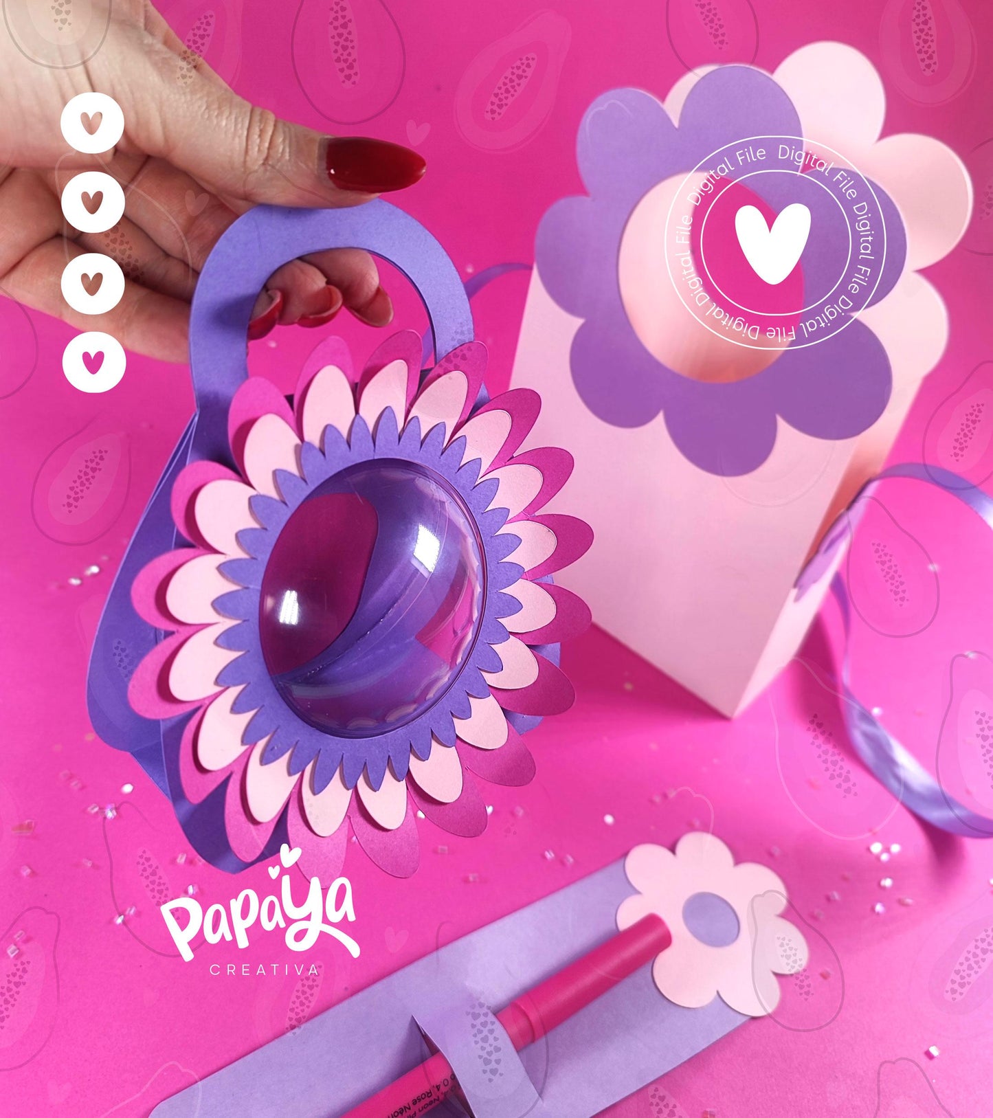 Women's Day Flower Set (Digital File) SVG/ STUDIO Format / ball size 8cm