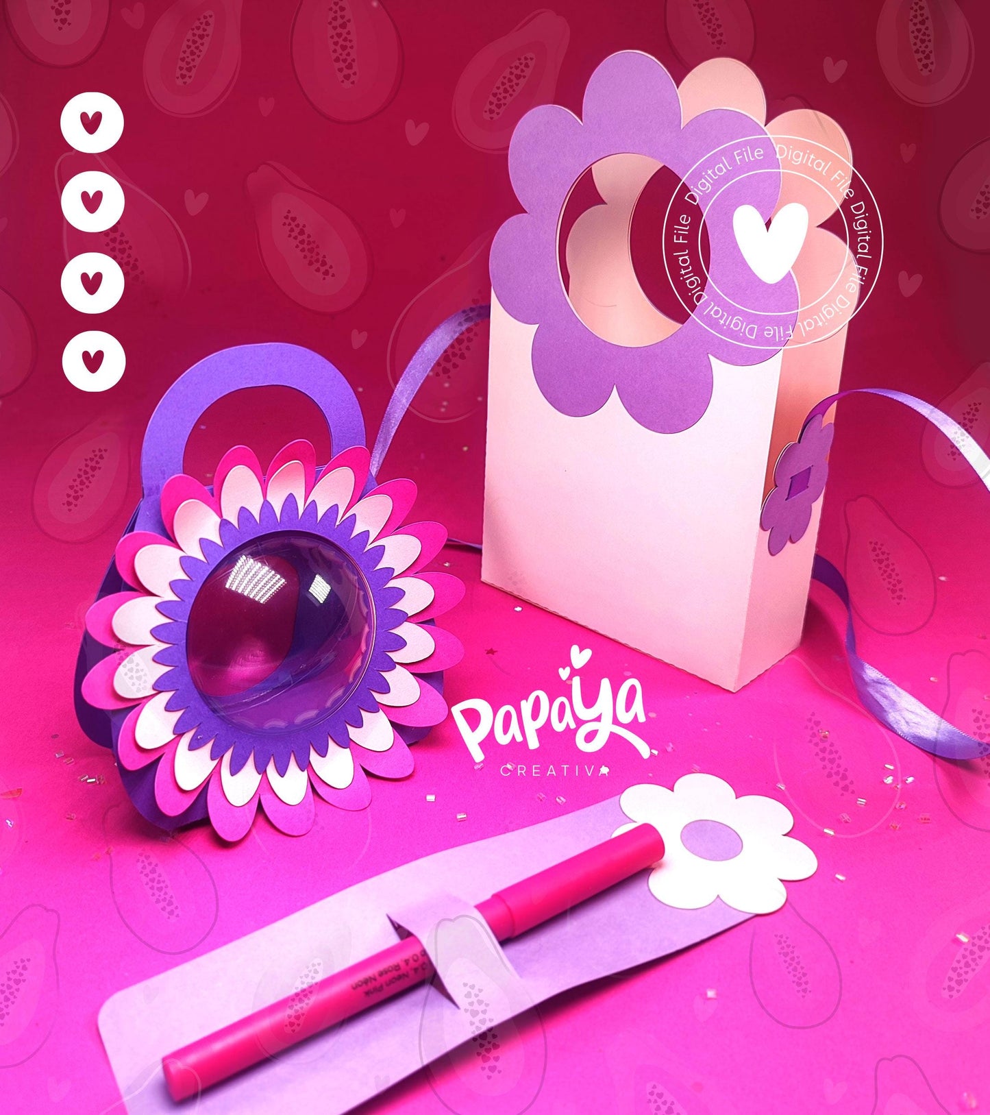 Women's Day Flower Set (Digital File) SVG/ STUDIO Format / ball size 8cm
