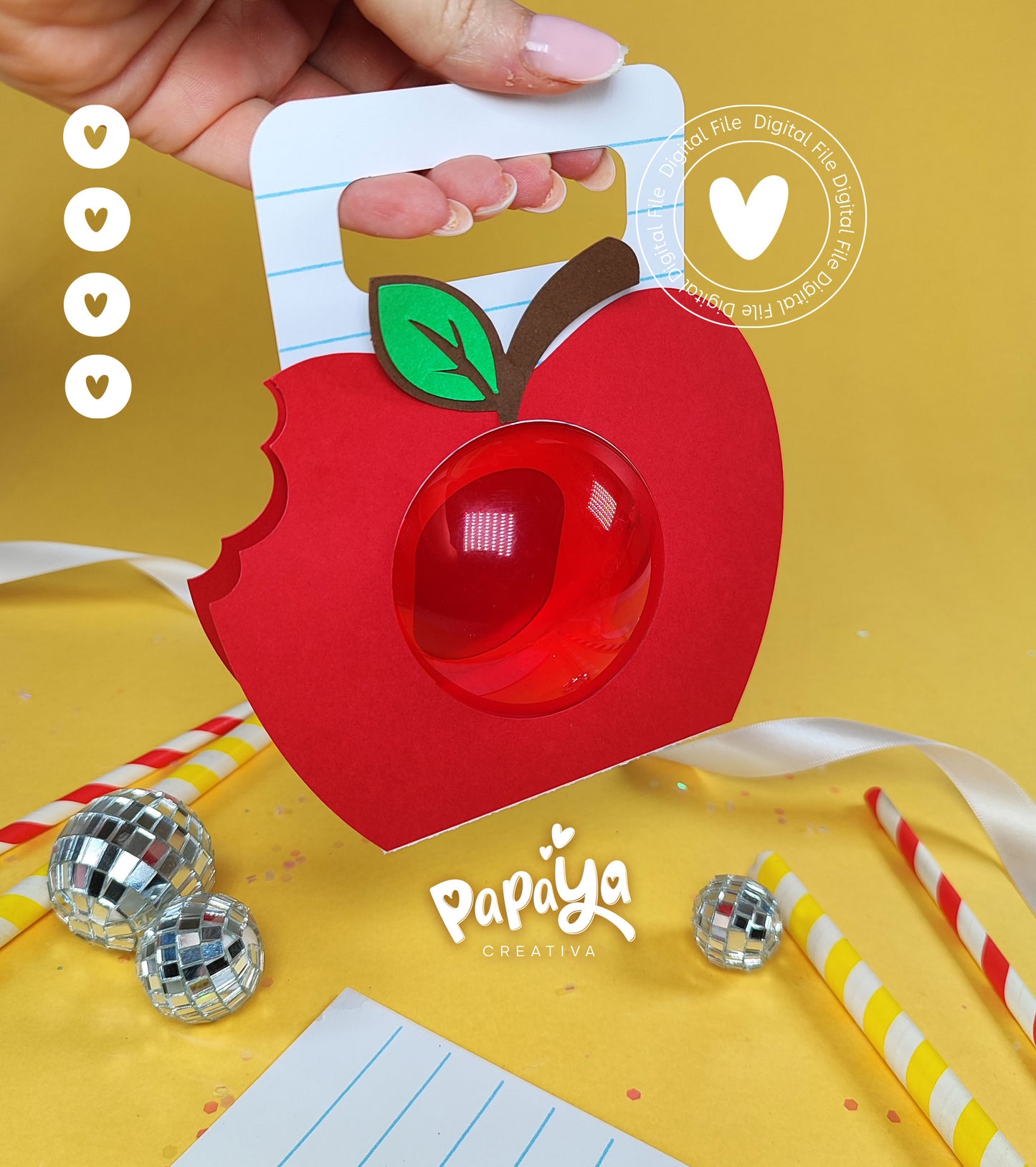 Apple design back-to-school Set Digital File (SVG/STUDIO) Dome size 8cm
