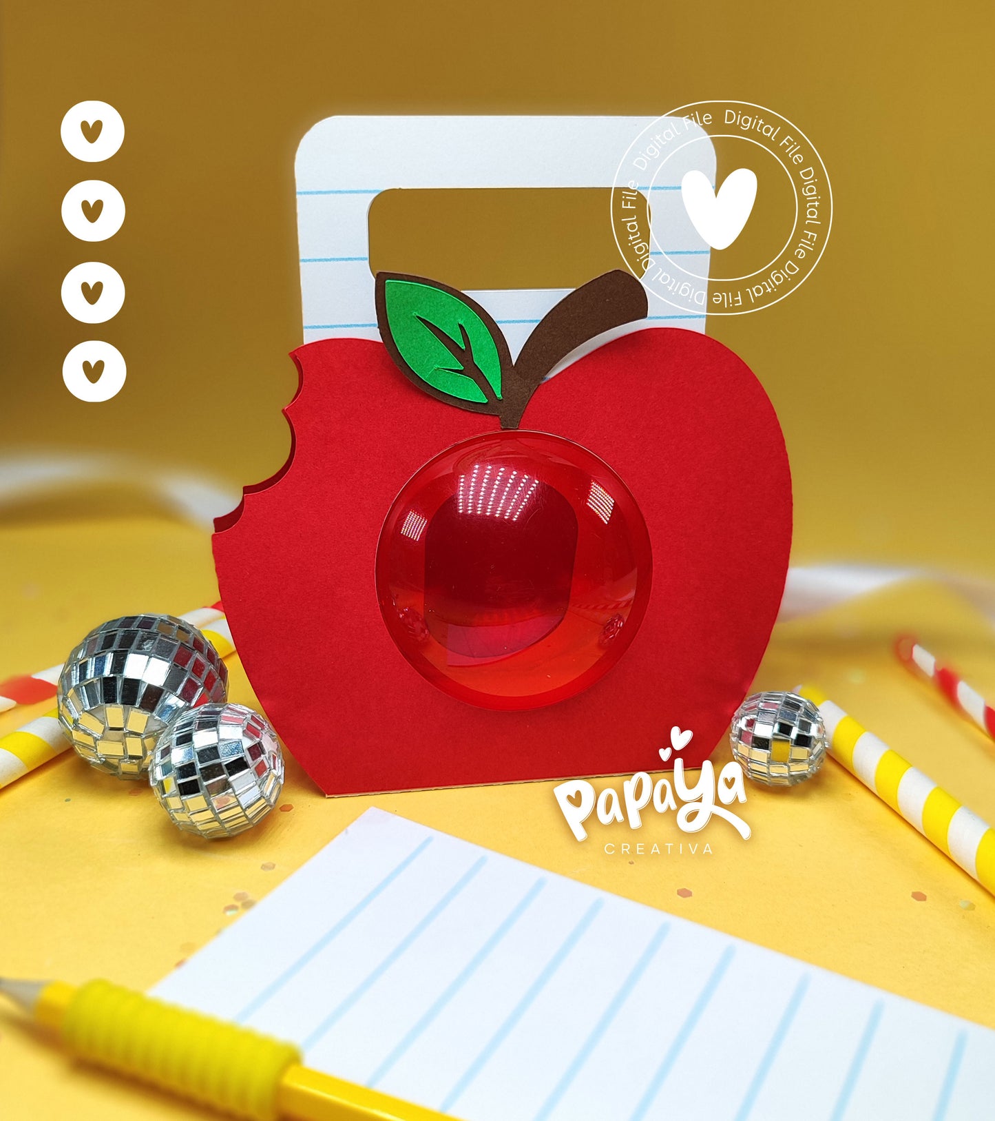 Apple design back-to-school Set Digital File (SVG/STUDIO) Dome size 8cm