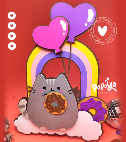 Lovely Cat SET Topper/Candy Holder/ Box  (DIGITAL FILE) svg/ studio