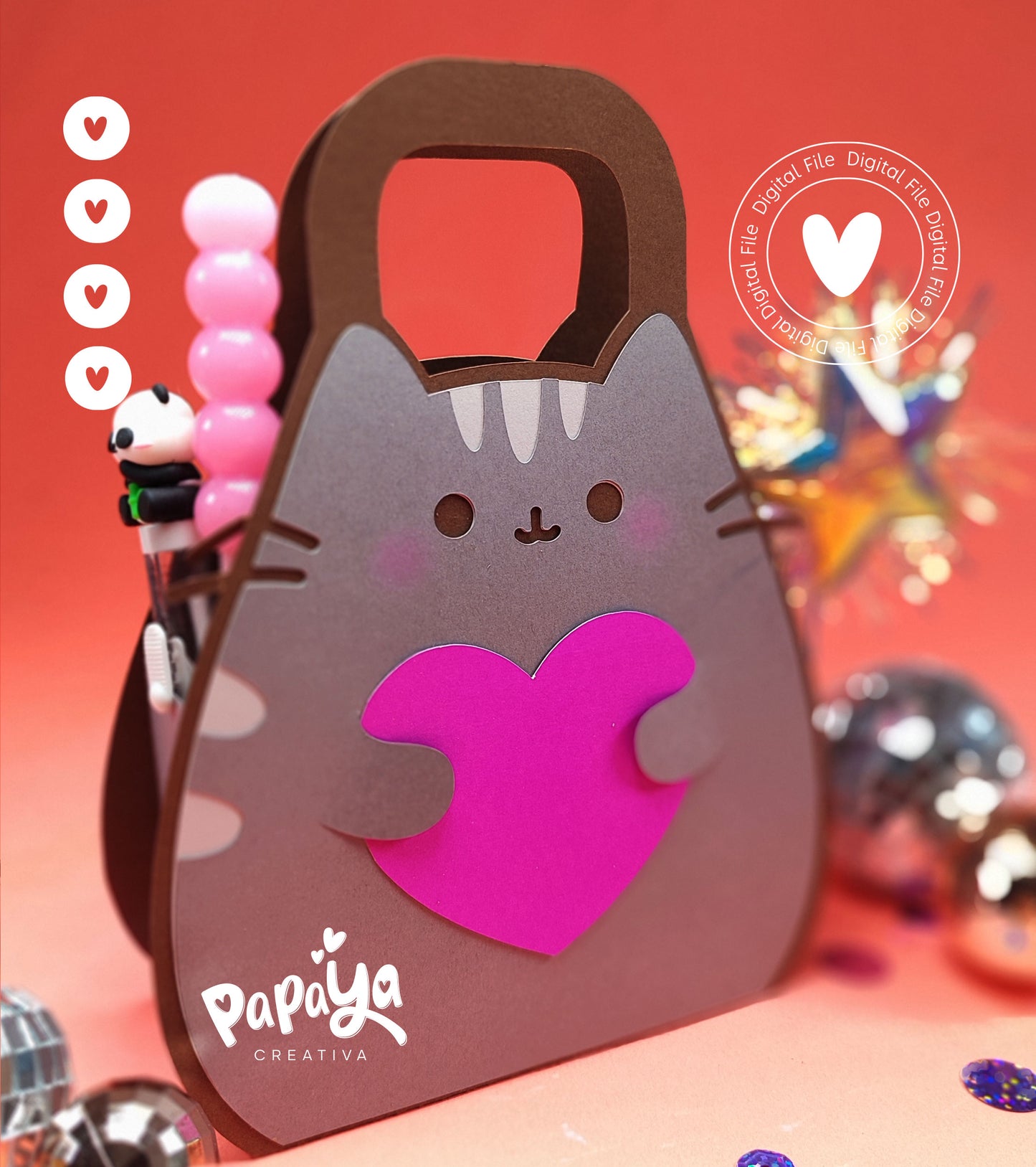 Lovely Cat SET Topper/Candy Holder/ Box  (DIGITAL FILE) svg/ studio