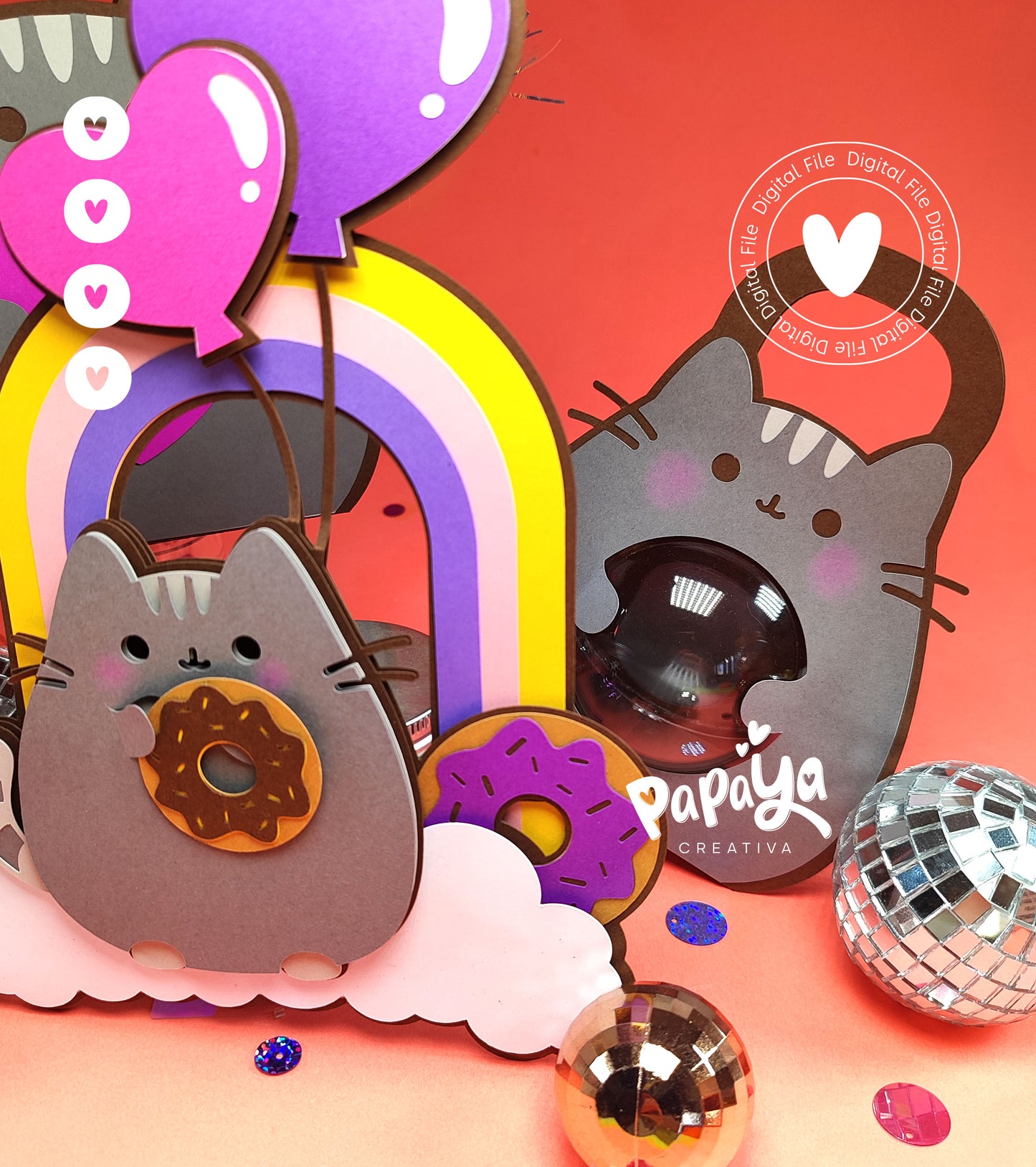 Lovely Cat SET Topper/Candy Holder/ Box  (DIGITAL FILE) svg/ studio