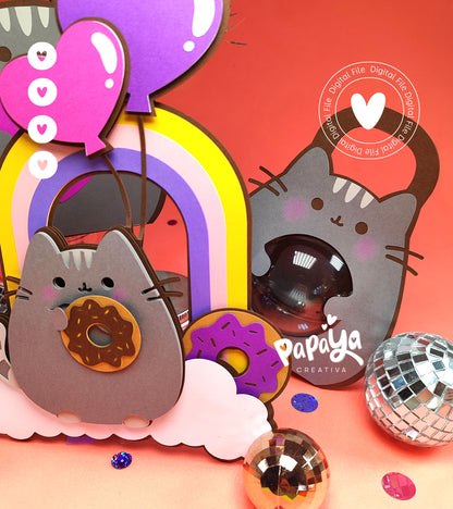 Lovely Cat SET Topper/Candy Holder/ Box  (DIGITAL FILE) svg/ studio