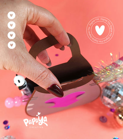 Lovely Cat SET Topper/Candy Holder/ Box  (DIGITAL FILE) svg/ studio